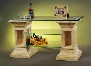 TV Rack TV Regal Glasregal Hifi Phono Fernseh Regal Säulenregal Fossilmöbel  - Bild 1 von 7