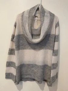 Nuevo sin etiquetas Suéter Free People Mujer Gris y Marfil Tiras Cuello Crowl Mezcla Alpaca Talla L - Imagen 1 de 7