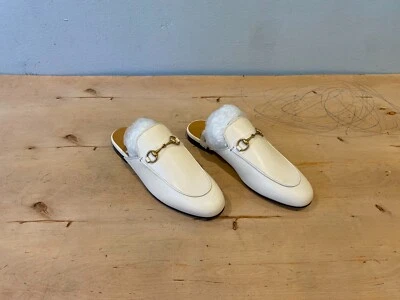 Mocasín Gucci Princetown Mule nuevo con etiquetas, cuero blanco, talla EU 39 / US 9 Foto 1 de 4
