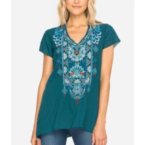 Johnny Was Kiki Drape Embroidered Top - Picture 1 of 10