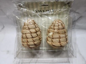 (2) Waverly Kirsch Finials Rattan Natural/Light Fits 1" Diameter Curtain Rod - Picture 1 of 7