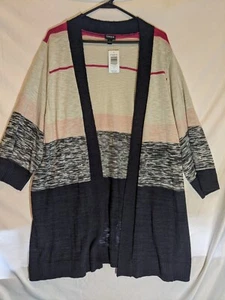Torrid Cardigan Sweater Open Front Striped Size 4 Kimono - Picture 1 of 12