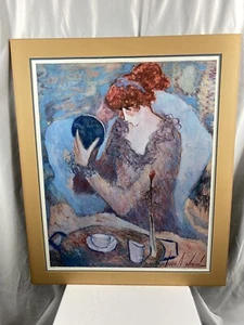 Barbara Wood Rosebud Lady with Mirror Portrait Art Signed - Picture 1 of 12