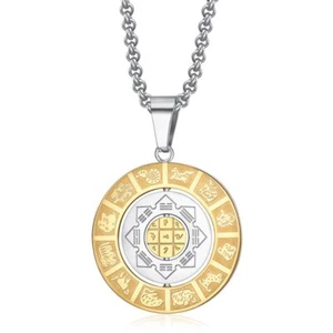 Simple and Rotable Zodiac Eight Trigrams Pendant Stainless Steel Necklace Chains - Picture 1 of 6