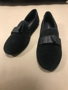 Boohoo niamh bow trim suede slipper ballet black UK 7 EU 40 - Picture 1 of 7