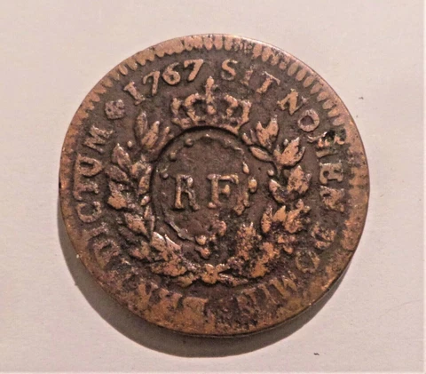 Faench Colonial coin Sou 1767 Counterstamp RF Cover
