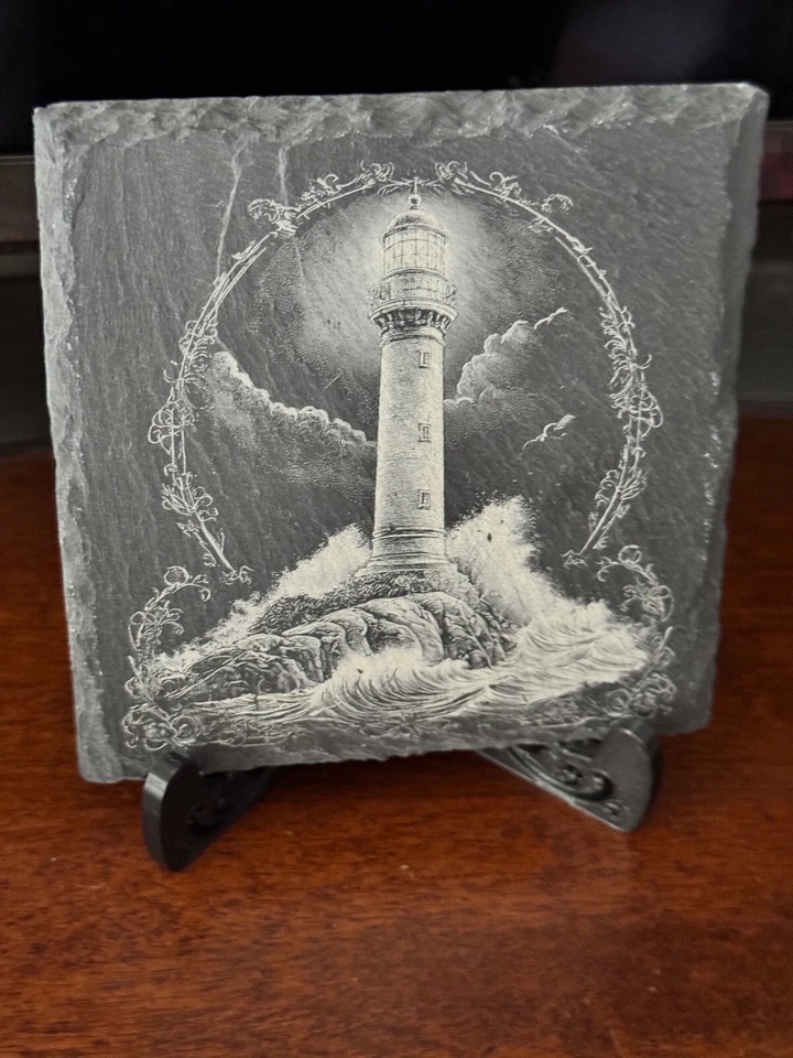 Sottobicchiere in Ardesia con Immagine di un Faro Incisa tramite Laser - Immagine 1 di 1