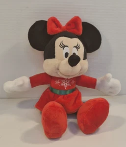 Disney Minnie Mouse Navidad Copo de Nieve Arco Rojo Peluche Suave 25cm 10" - Imagen 1 de 7