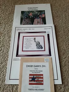 Lot of 3 Cross stitch charts; USA themes- new - Picture 1 of 5