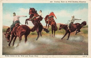 Rodeoszene in der Wildnis & Wollwesten Vintage PC veröffentlicht 1939 - Bild 1 von 2