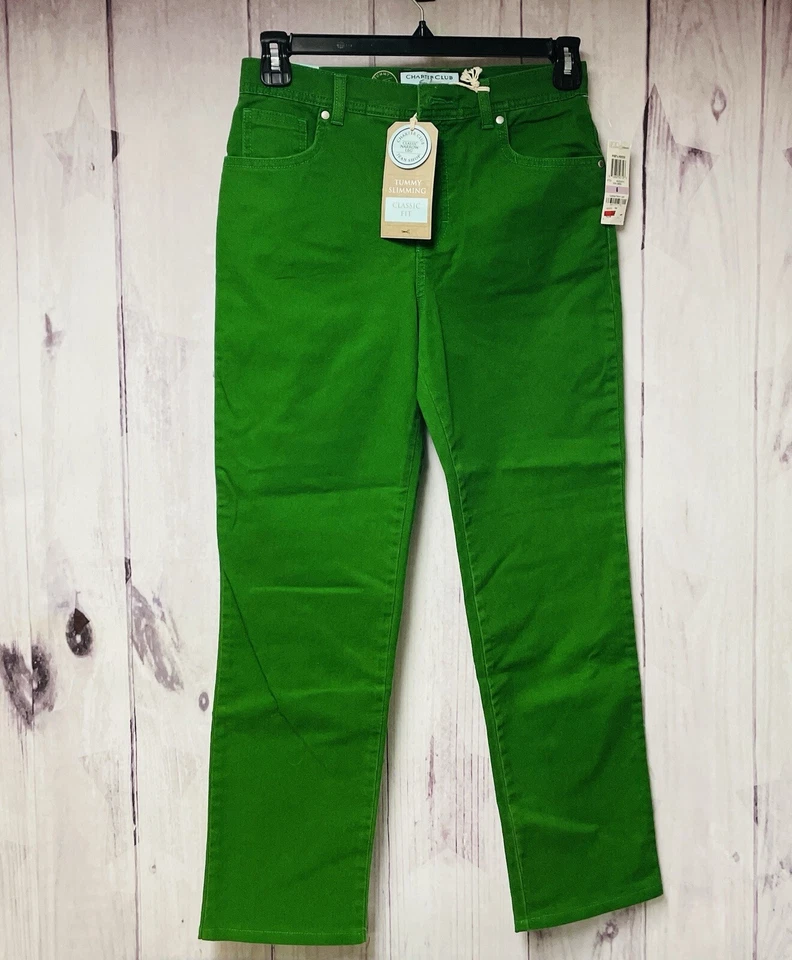 Jeans Charter Club feminino 6 barriga emagrecimento ajuste clássico perna estreita verde irlandês - Imagem 1 de 4