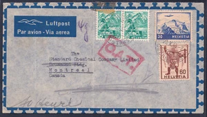 Airmail-Cover Zurich (SWI) – Montreal (CAN) 1945 O.A.T.-postmark - Picture 1 of 2