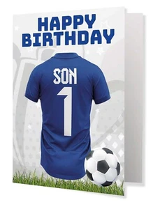 Son Football Birthday Card Soccer Jersey Design PICK TEAM SHIRT AND NUMBER - Picture 1 of 152