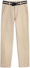 Nautica Boys Flat-Front Belted Twill Uniform Pants (Khaki, 20R)