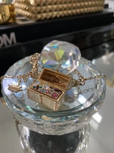Disney Couture Tinker Bell Treasure Box 14K Gold-Plated Nexkkace in White Kidada - Picture 1 of 6
