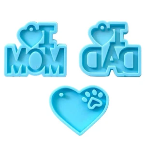 3PCS Creative Molds Silicone Mother' Day Epoxy Resin MOM DAD Word Keychain Molds - Picture 1 of 12
