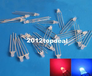 100 piezas x 3 mm doble bicolor rojo/azul difuso brillante 3 pines LED ánodo común LEDs - Imagen 1 de 2