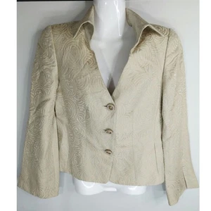 Armani Collezioni Cream Brocade Jacguard Career Blazer Size 4 Formal Corporate - Picture 1 of 7