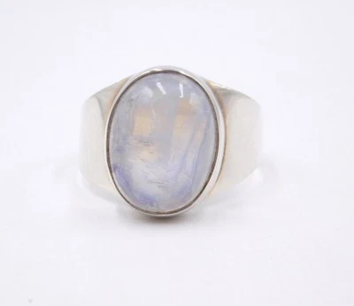 5.60 Gm 925 Sterling Silver Natural Rainbow Moonstone Gemstone Ring Size 9.75" - Image 1 of 4