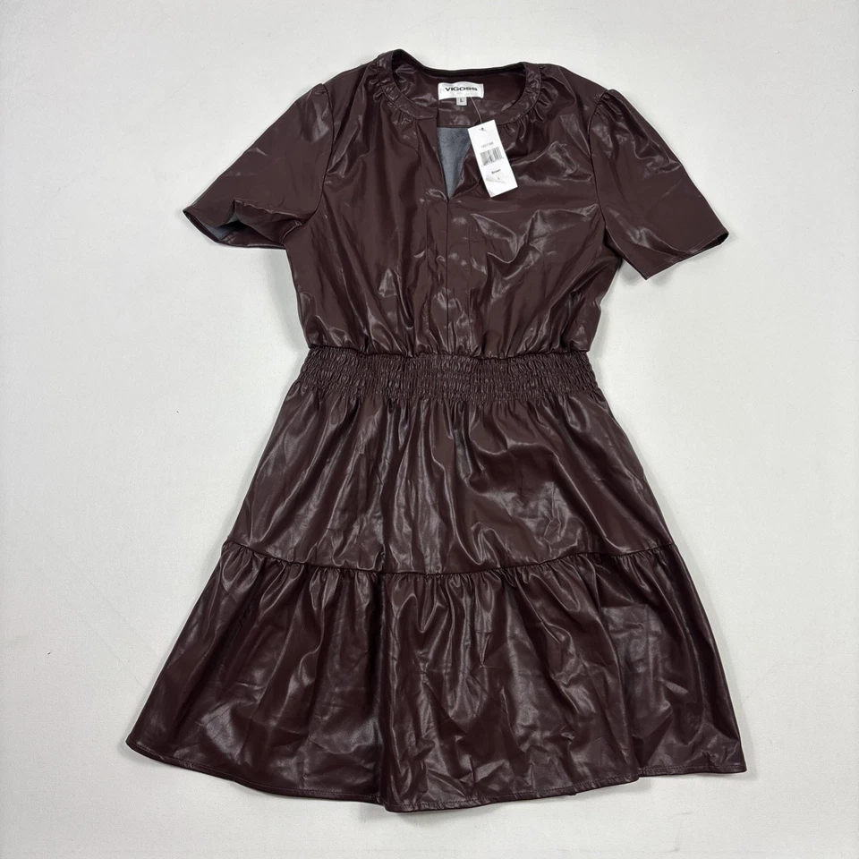 Vigoss Ladies' Faux Leather Dress Color Brown Size X-Large. BJK
