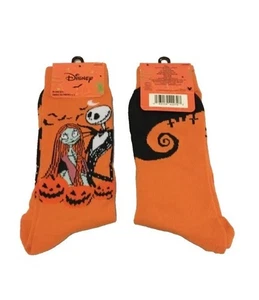 The Nightmare Before Christmas Jack & Sally Orange Crew Socks Pair New /W Tags - Picture 1 of 6