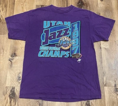 Vintage Utah Jazz 1997 Western Conference Champions Logo 7 T-Shirt XL CHAMPS - Image 1 of 4