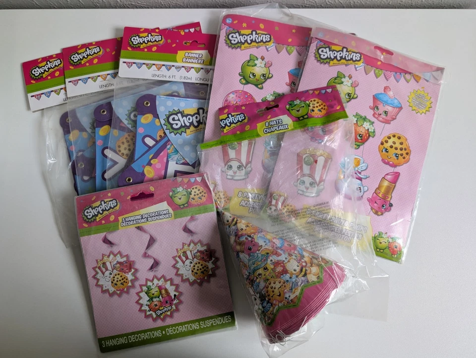Shopkins生日派对横幅、帽子、悬挂装饰和道具  — 第 1/1 张图片