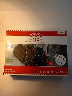 Holiday Time 150 MULTICOLOR Net Lights Green Wire Christmas Outdoor 6x4' (3 avb) - Image 1 of 4