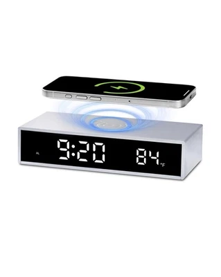 LED Electric Alarm Clock With Wireless Charger Desktop Digital - Bild 1 von 3