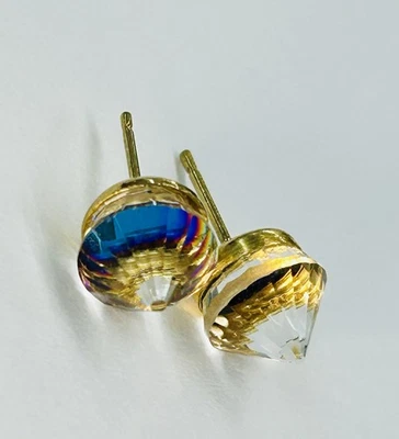 Hermosos aretes tornasol redondos de oro amarillo de 14k para mujer Foto 1 de 3