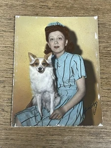 Vintage Photo Of Lady With Dog 50’s Colorized 4.25”x3.25” - Picture 1 of 3