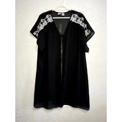 Gilligan & Omalley bata floral bordada transparente negra para mujer coqueta grande  Foto 1 de 4