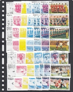 World Cup Soccer Football 1986 Bequia St Vincent MNH Color Proof 10 v  X 7 Types - Picture 1 of 2