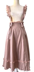 ROJITA rosa ausgestellter Rock japanische Lolita Spitze Rüschen Schleifen abnehmbare Hosenträger S - Bild 1 von 19