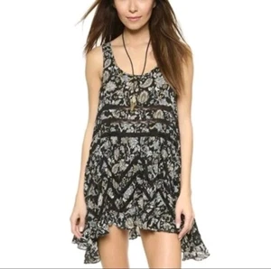 Abito a trapezio Intimally Free People Paisley pizzo inserto boho orlo asimmetrico SM - Foto 1 di 7