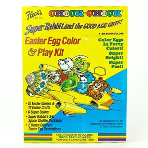 Kit vintage para colorear y jugar huevos de Pascua Fleck's Chick-Chick sin usar Super Rabbit - Imagen 1 de 6