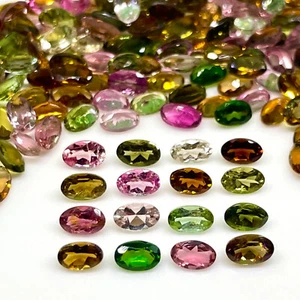 30 Pcs Natural Multi Tourmaline 5x3mm Oval Cut Loose Untreated Gemstones Lot - Picture 1 of 19