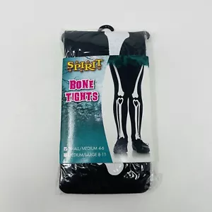 Spirit Halloween Youth Girls S/M 38-50 lbs Skeleton Bone Tights Opaque Black - Bild 1 von 4