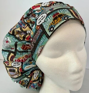 Road Trip Camper Print Size Large Medical Bouffant Scrub Cap Surgery Hat - Picture 1 of 4
