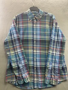 Ralph Lauren Men’s Size XL Blue Madras Plaid Button Up Shirt Cotton Flesh pony - Picture 1 of 7
