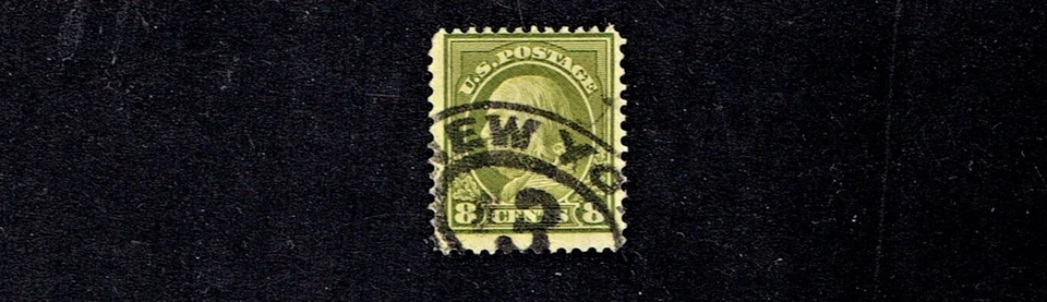 1912 14 U.S.Reg Issue 8c Ol.Green Franklin p.12 S.L.Wkm Sc#414 Used Nice Cancel^ - Image 1 of 1