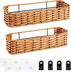 Hanging Wall Basket Wall-Mounted Organizer for Storage 2-Pack Wicker Woven Brown - Picture 1 of 1