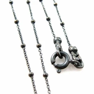Oxidierte Sterlingsilber-Halskette - Perlenkugelkette - Satellitenkette (16""-36") - Bild 1 von 4