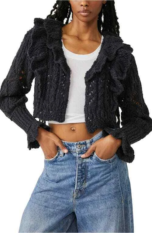 Рекомендуемая розничная цена производителя $158 Free People Avery укороченный кардиган черный размер маленький - Изображение 1 из 1