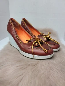 Timberland 94346 Brown Leather Casual Walking Wedge Shoes Size 9.5 - Picture 1 of 10