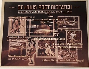 St. Louis Post-Dispatch Cardinals Baseball Pieces Of History 1892-1998 - Bild 1 von 10
