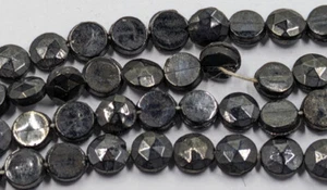 Antique Vintage Mourning Glass Hematite Faceted Flat Nailhead Beads 94pc 11 gram - Picture 1 of 4