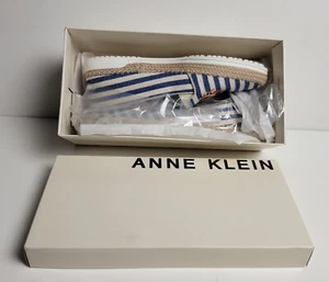 NIBAnne Klein Akzarenna Espadrilles Crab strappy blue white slip on shoes sz.9M - Picture 1 of 5