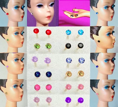 Dreamz PETITE RHINESTONE EARRINGS Nylon Stud Posts Jewelry for an 11.5" Doll - Image 1 of 3