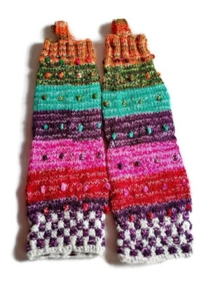 Aquecedor de perna feminino tecido de lã montanhas andinas inverno frio multicolorido - Imagem 1 de 4